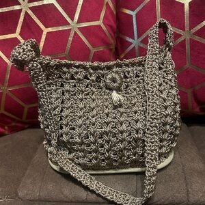 Chic Brown Crochet Shoulder Bag